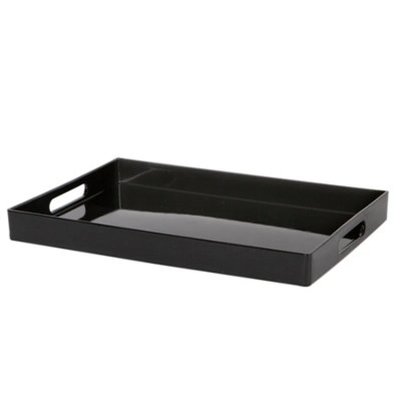 Image of Argon Tableware Serving Tray - 34.5 X 25Cm - Black Rectangular Tray Metallic Decorative Breakfast Tray Melamine Food Tray
