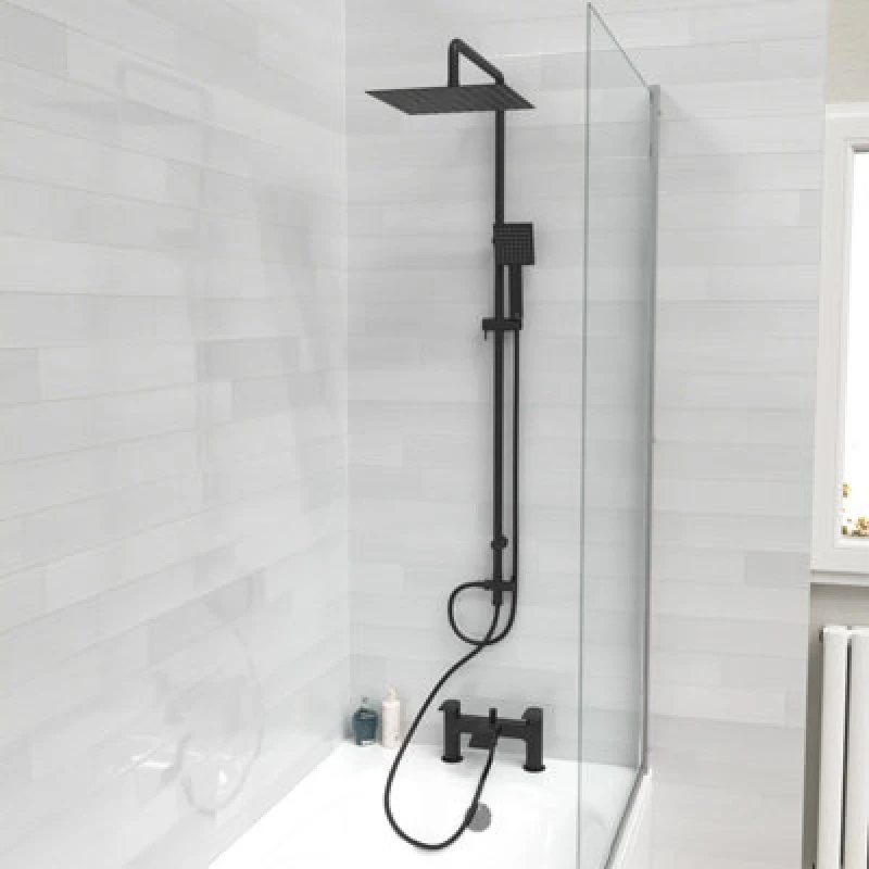 Image of Nes Home Square Shower Riser Rail Kit With Mixer Tap & Handset Matte Black