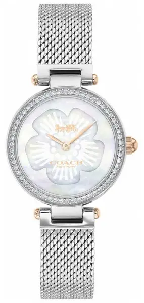Image of Coach 14503510 Womens Park Steel Mesh Bracelet Flower Watch
