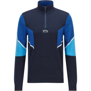 Image of Hugo Boss Athleisure Zofin Half Zip Jumper Navy Size S Men