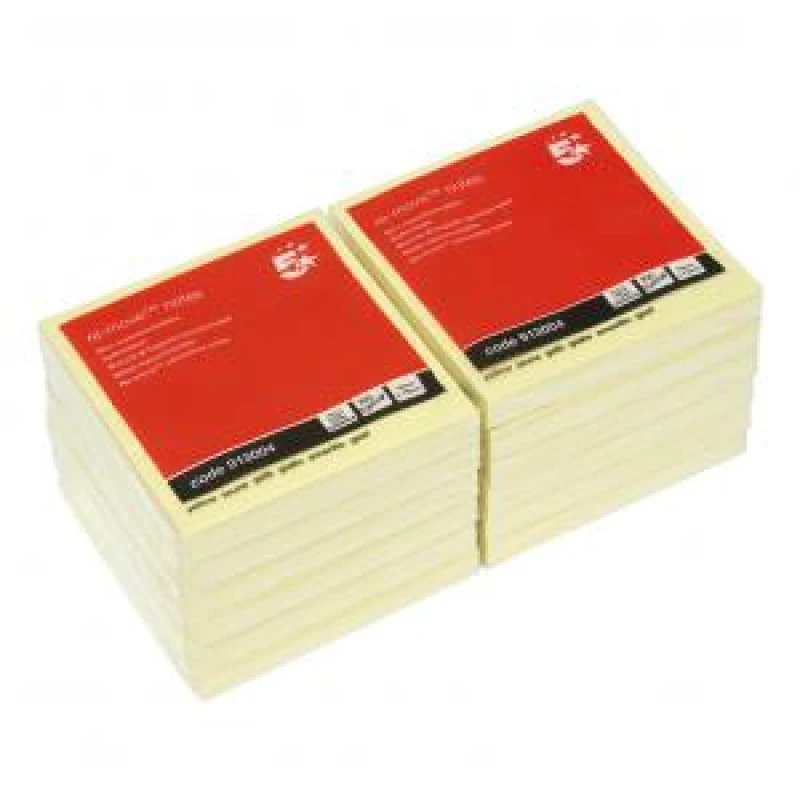 Image of 5 Star Sticky Notes Concertina Pad 100 Sheets 76x76mm Yellow (12 Pack) 913004