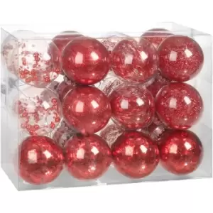 Image of Christmas Tree Baubles 24 Pieces Transparent Filling Shatterproof Decoration Ornaments Break-proof Xmas 8cm Rot (de) - Casaria