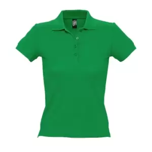 Image of SOLS Womens/Ladies People Pique Short Sleeve Cotton Polo Shirt (M) (Kelly Green)