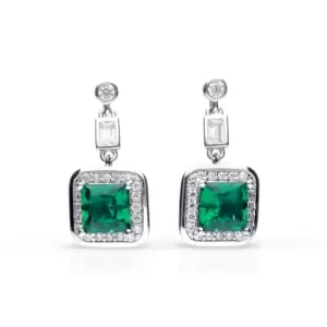 Image of Diamonfire Silver White & Emerald Zirconia Art Deco Style Earrings