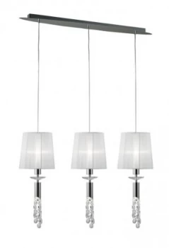 Image of Ceiling Pendant 3+3 Light E27+G9 Line, Polished Chrome with White Shades & Clear Crystal