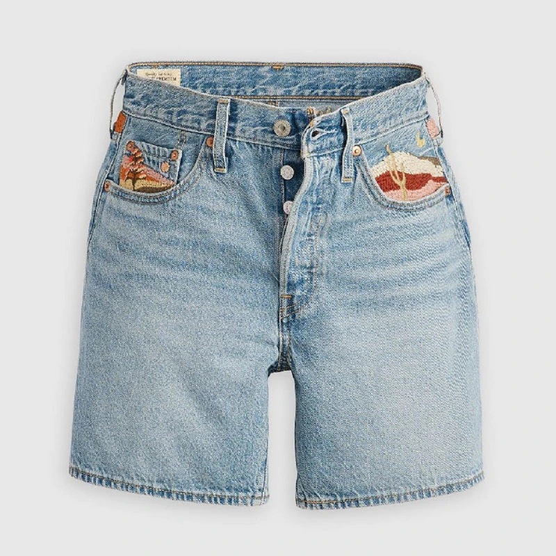Image of Levis Womens Mid Thigh Denim Shorts Desert Utopia female 26 L32