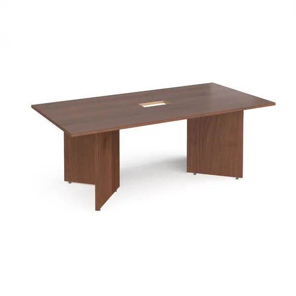Image of Arrowhead Rectangular Office Boardroom Table with Power Module Cut Out - Walnut - W2000mm