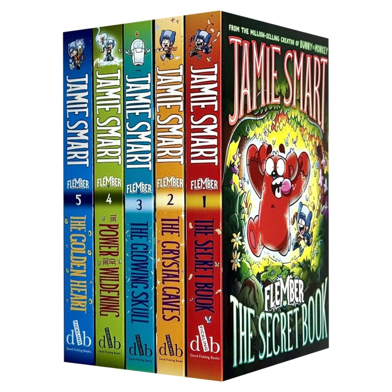 Image of Flember Series 5 Books Collection Set by Jamie Smart (The Secret Book, The Crystal Caves, The Glowing Skull) Jamie Smart Books