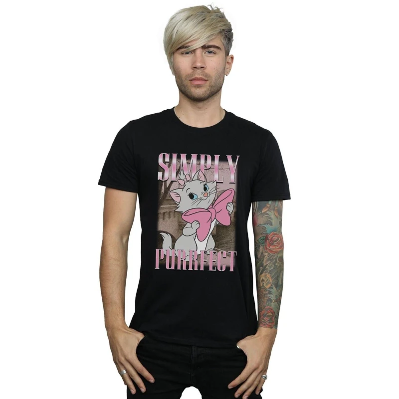 Image of Disney Men Aristocats Marie Simply Purrfect Homage T-Shirt in Black Size: Small Black S Male 5059114949373