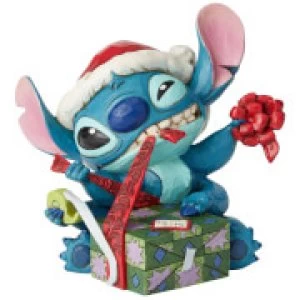 Image of Disney Traditions Bad Wrap (Stitch with Santa Hat Figurine) 13.0cm