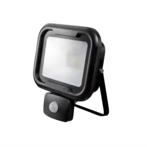 Image of Robus Remy Black 30W LED Flood Light With PIR & Junction Box - Cool White