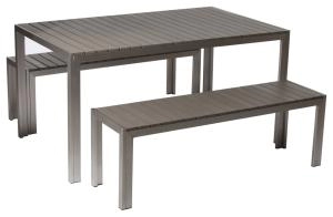 Image of Charles Bentley Washed Bench Dining Set - Garden & Outdoor