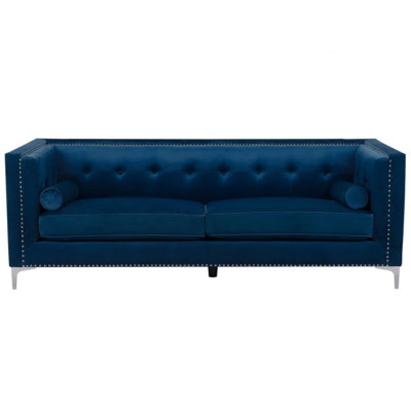 Image of Beliani Sofa 3 Seater Avaldsenes Velvet Navy Blue