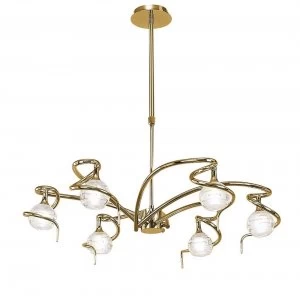 Image of Telescopic Ceiling Pendant Semi Flush Convertible 6 Light G9, Polished Brass