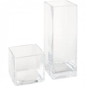 Image of Linea Square Vase 30cm - Clear