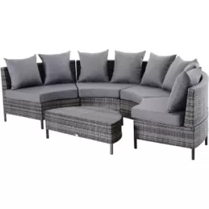 Image of Outsunny 5 Pcs Rattan Sofa Set w/ 4 Chairs Table Cushions Outdoor Furniture