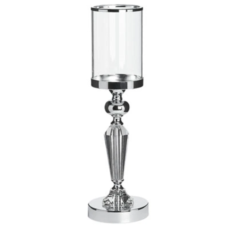 Image of Beliani Candle Holder Bonao Glass 42cm Silver