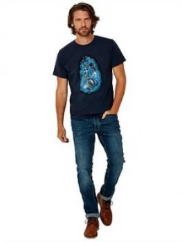 Image of Joe Browns Flaming Headphones T-Shirt - Dark Navy, Size S, Men