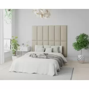 Image of EasyMount Wall Mounted Upholstered Panels, Modular diy Headboard in Malham Weave Fabric, Cream (Pack of 4) - Aspire
