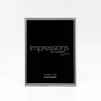 Image of 6" x 8" - Silver Plated Photo Frame with Beaded Edge
