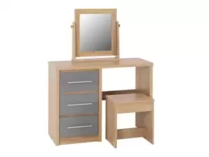 Image of Seconique Seville Grey High Gloss and Oak 3 Drawer Dressing Table Set