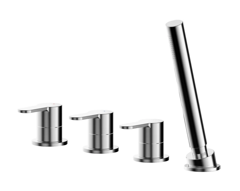 Image of Balterley Deck Mount Round 4 Tap Hole Bath Shower Mixer Tap with Kit No Spout Silver unisex