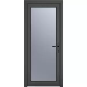 Image of Crystal uPVC Single Door Full Glass Left Hand Open In 920mm x 2090mm Obscure Double Glazed Grey/White (each)