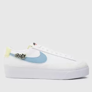 Image of Nike White & Blue Blazer Low Platform Next Natur Trainers