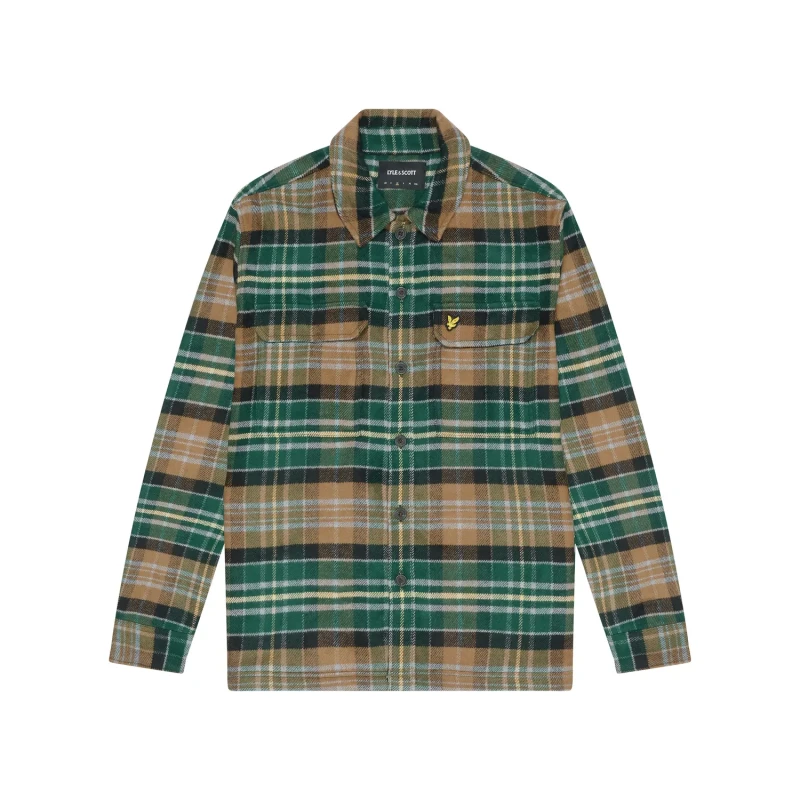 Image of Lyle & Scott Check Flannel Overshirt Argyle Teal/Heritage Taupe S