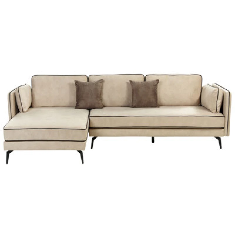 Image of Beliani Corner Sofa 3 Seater Altan Velvet Beige Right Hand