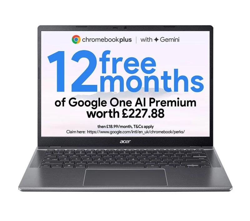 Image of Acer 14" Chromebook Plus 514 CB514-5H 8GB RAM, 512GB, SSD, WUXGA, - Iron