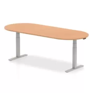Image of Impulse 2400mm Boardroom Table Oak Top Silver Height Adjustable Leg