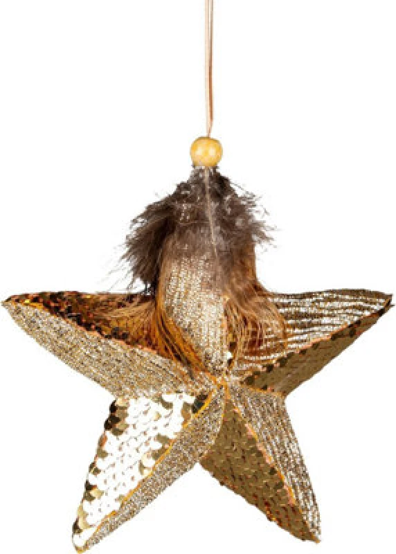Image of Shatchi 15cm Gold Star - Christmas Hanging Decoration Gold
