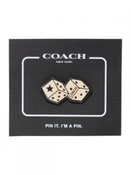 Image of Coach Leather Pin With Tattoo Dice Multi Coloured
