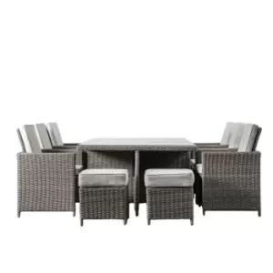 Image of Crossland Grove Louis 10 Seater Cube Dining Set - Grey