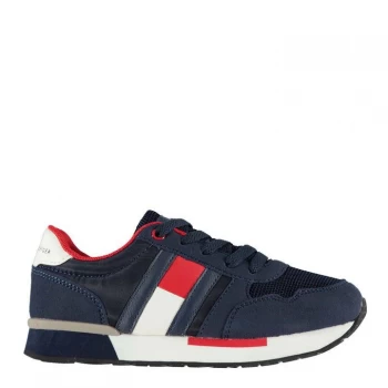 Image of Tommy Hilfiger Tommy Low Flag Lace Trainers - Blue 800