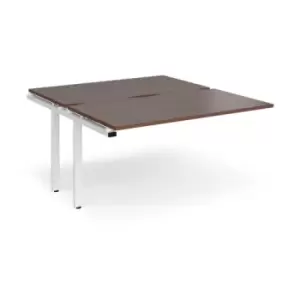 Image of Bench Desk Add On 2 Person Rectangular Desks 1400mm Walnut Tops With White Frames 1600mm Depth Adapt