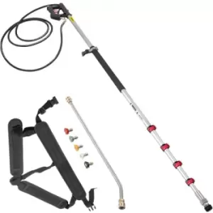 Image of VEVOR Telescoping Pressure Washer Wand, 5-Section Length Adjustable, Max. 4000 PSI Fit for 3/8'' Quick Connection, 5 Spray Nozzles, Belt, for Roof, Fe