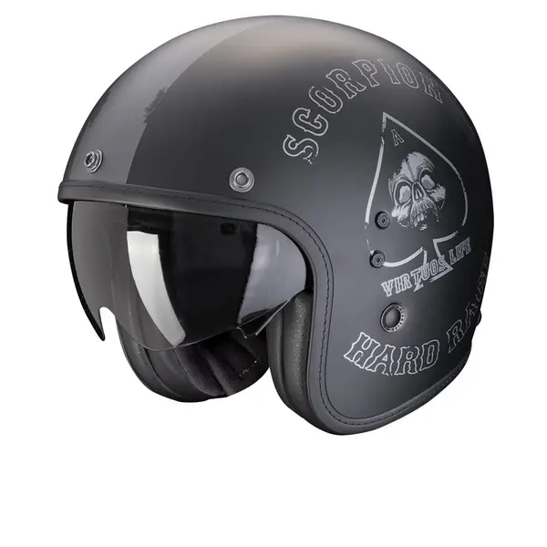 Image of Scorpion Belfast Evo Spade Matt Black Silver Jet Helmet Size S
