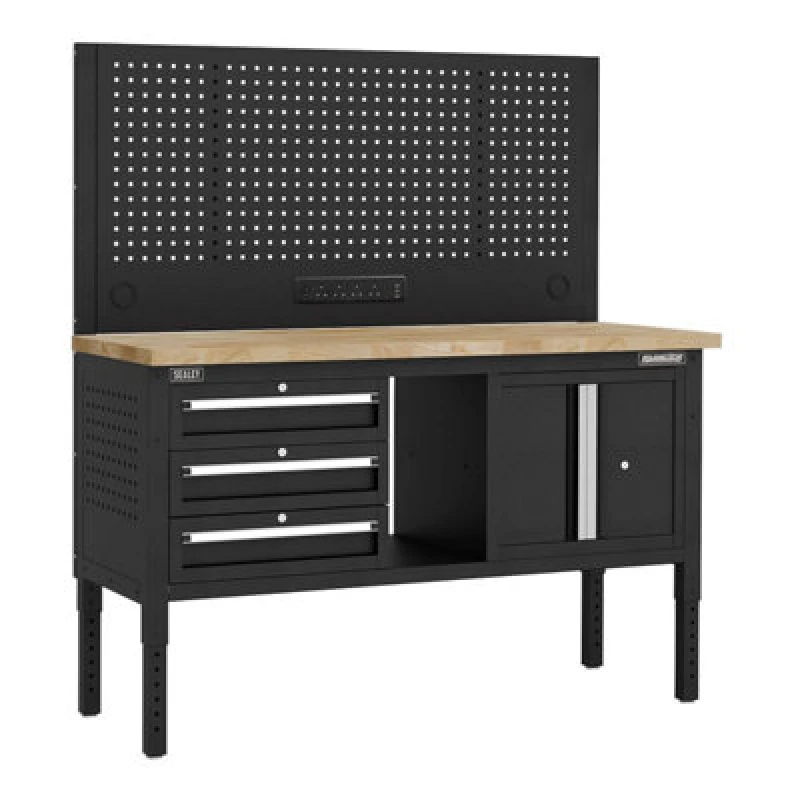 Image of Sealey Superline Pro 3 Drawer Modular Workbench and Pegboard APMWB60COMBO2W Length: 1.52m