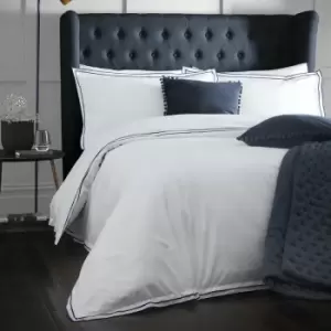 Image of Appletree Signature Alden 100% Cotton Percale 180 Thread Count Duvet Cover Set, Navy, Single