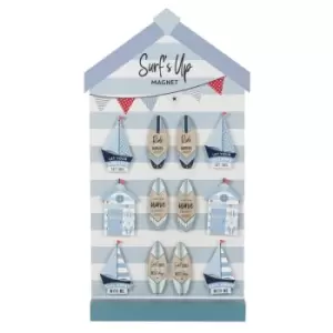 Image of Set of 24 Surf's Up Nautical Magnets with Display
