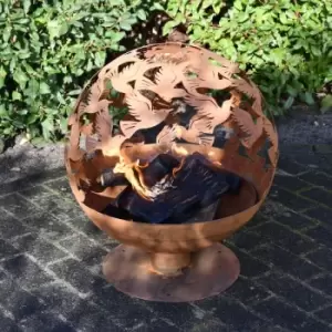Image of Esschert Design - Fire Pit Laser Cut Birds Rust - Brown