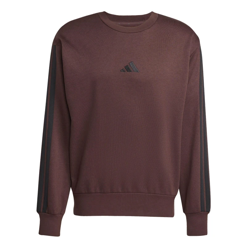 Image of adidas Essentials 3-Stripes Fleece Sweatshirt Mens Shadow Brown male S