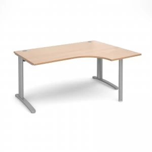 Image of TR10 Right Hand Ergonomic Desk 1600mm - Silver Frame Beech Top