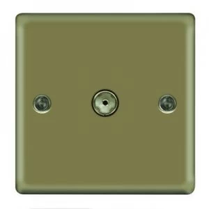 Image of Wickes Single Raised Plate Coaxial Socket - Pearl Nickel