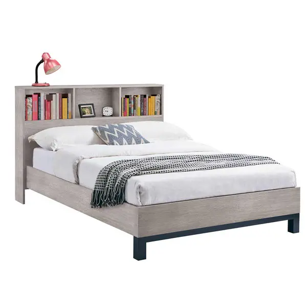 Image of Julian Bowen Bali Bookcase Headboard Bed 150cm - Grey Oak BAL109