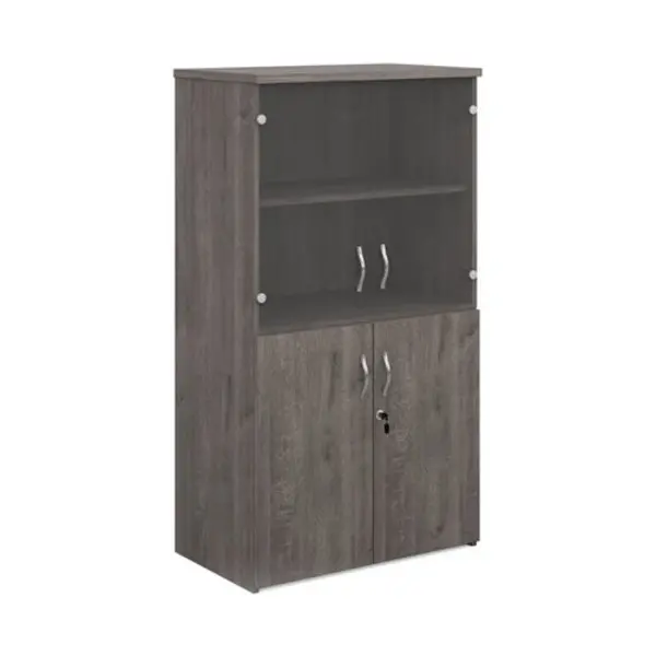 Image of Universal Universal combination unit with glass upper doors 1440mm high with 3 shelves - grey oak R1440COMGO