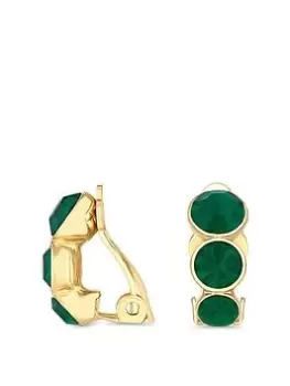 Image of Jon Richard Gold Plated Graduated Emerald Cubic Zirconia Round Clip Earrings, Yellow Gold, Women