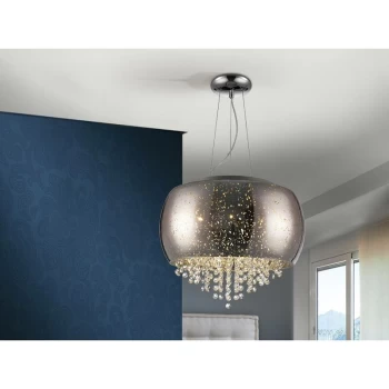 Image of Schuller Caelum - 5 Light Crystal Cylindrical Ceiling Pendant Chrome, G9
